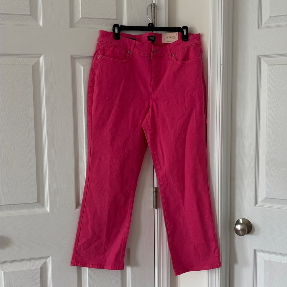 NYDJ Marilyn Straight Pink Peony Jeans